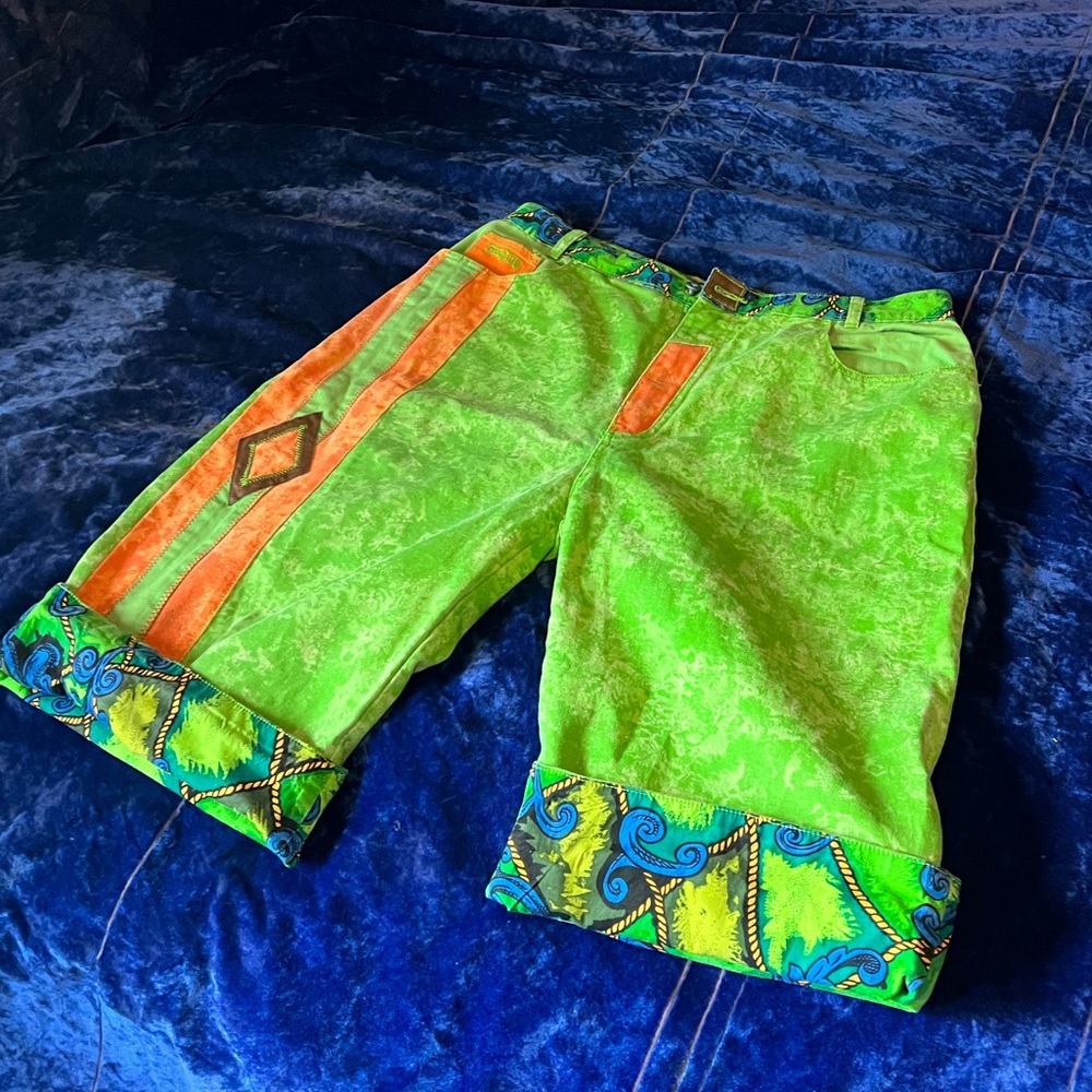 Vintage men’s 90s Jeans (Jams), lime green awesomeness by brand “Major Damage”